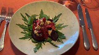 Frische Feigen mit Rote Bete auf Rucola - herbstliche Vorspeise