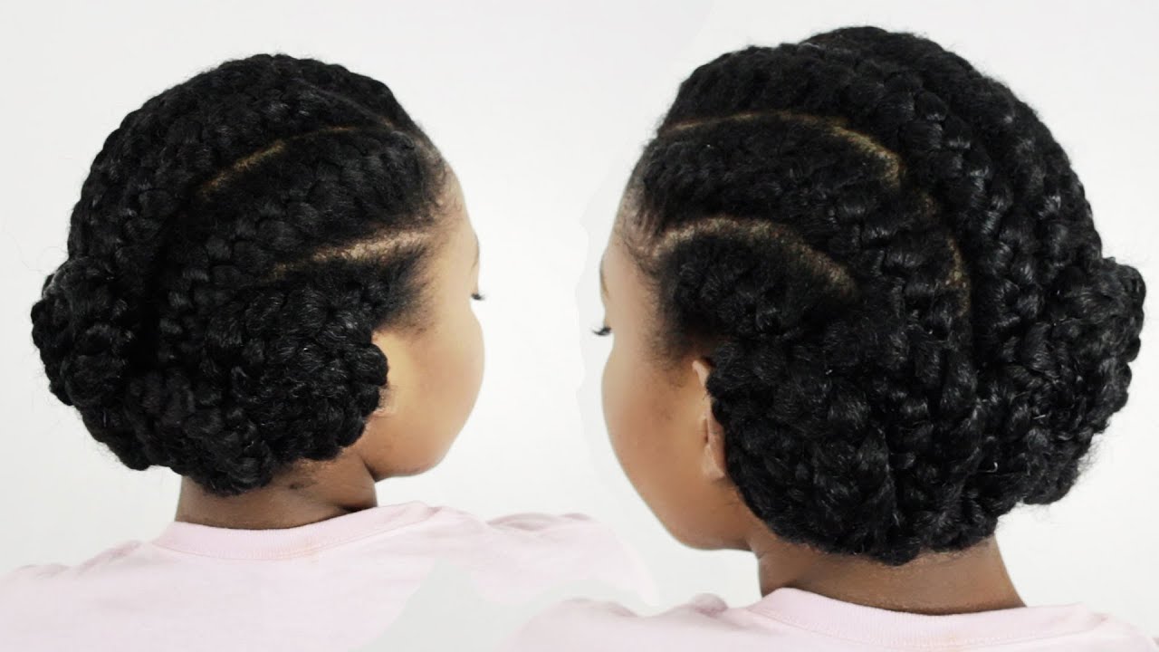 Goddess Braids Pinwheel Bun: Under Braid Hairstyles for Black Women ...