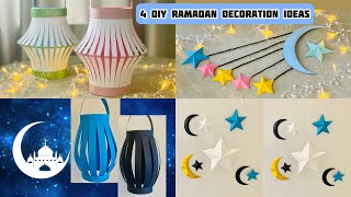 4 DIY Ramadan Decoration Ideas🌙| Easy Paper Crafts for Ramadan Mubarak⭐️| Eid de