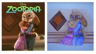 Drawing Zootopia Judy Hopps And Mrs Otterson Judy Taking Case Scene