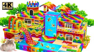 Satisfying Video | Build Highest Fish Tank & Water Slide In Futuristic House From Magnetic Balls