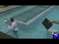 Arsenal forward/joker Lukas Podolski throws journalist in swimming pool