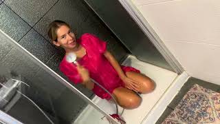 Wetlook In A Dress And Heels Wet Hose