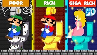 Toilet Prank Mario, Luigi And Peach Challenge Poor Vs Rich Vs Giga Rich Toilet Game Animation