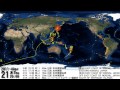 世界の地震 発生地点・規模・時刻分布図（2011/09/01）