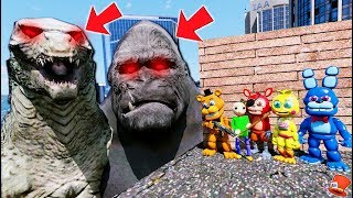 Fnaf World Animatronics & Baby Baldi Vs Godzilla & King Kong Gta 5 Mods Fnaf Redhatter