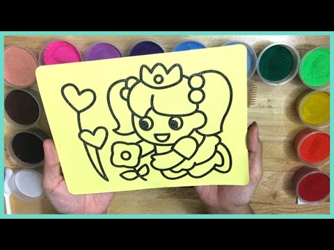 🍓 Tô màu tranh cát CÔNG CHÚA NHỎ XÍU SIÊU ĐÁNG YÊU trồng hoa Trái Tim - Coloring lovely Princess