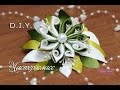 ЦВЕТОК канзаши из лент "Осенняя зелень" /D.I.Y. Kanzashi Flower - Tutorial/ Djuce Julia