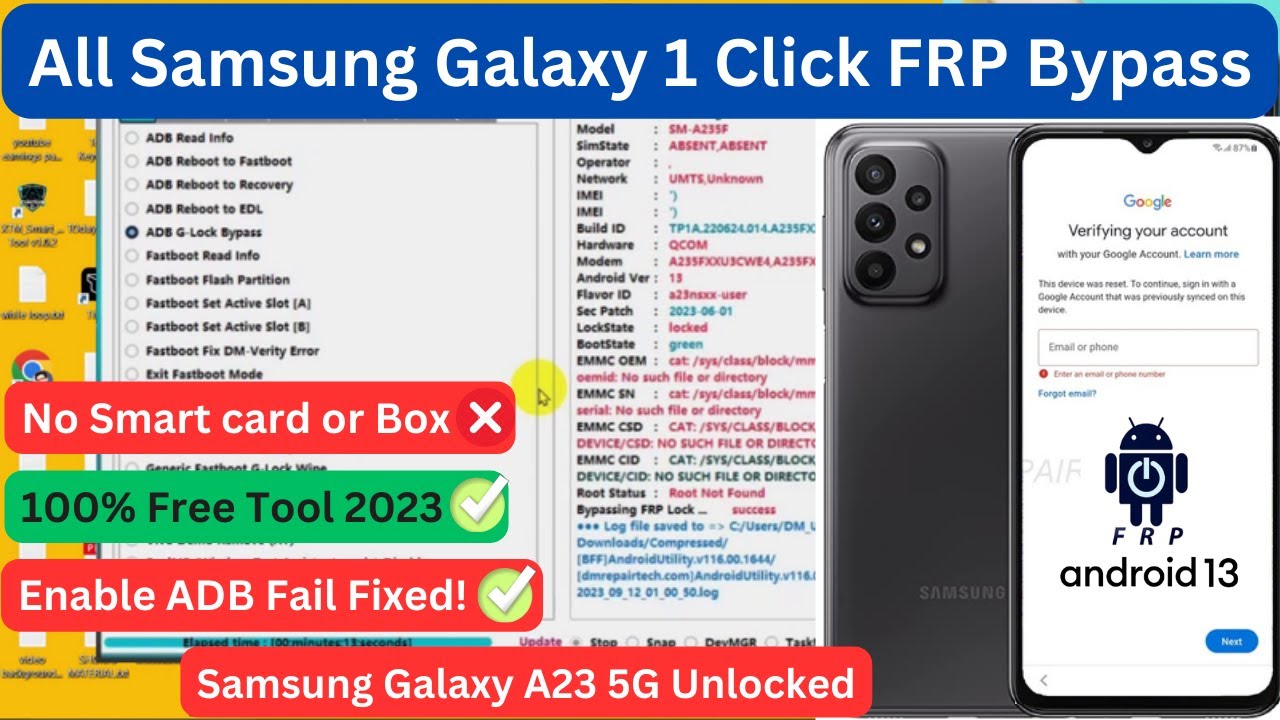 All Samsung 1 Click FRP Bypass Galaxy A23 5G, Enable ADB All Samsung 1 Click FRP Bypass Galaxy A23 5G, Enable ADB