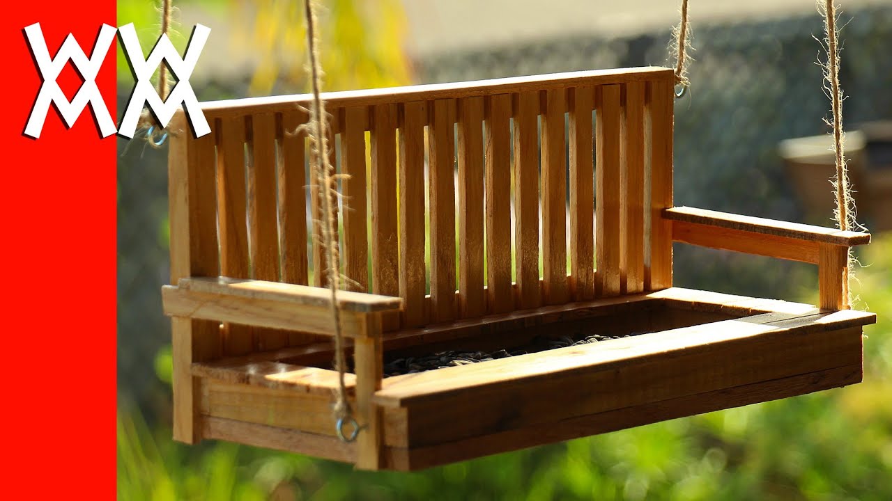 Make a porch swing bird feeder. Pallet wood! - YouTube