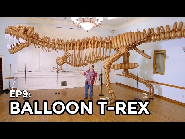 Life-Size Giant T-Rex Dinosaur Made Of Balloons - Video