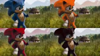 Sonictailsknucklesshadowturtle Scene Sonic Movie Split Screen