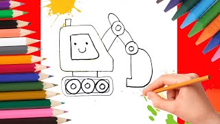 How to draw a bulldozer? Simple drawing for kids. Learning to draw