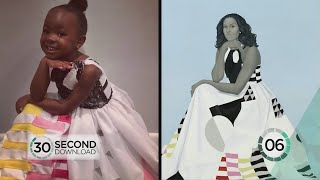 Girl in Awe of Mrs. Obama Portrait Goes as Her for Halloween 11.2.18