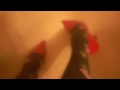 WAM: pouring milk on stockings and red heels
