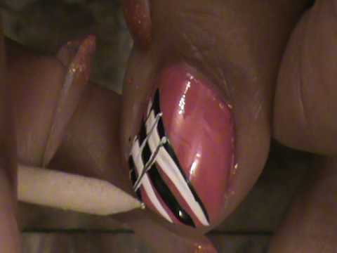 Pink And White Zebra Nails. Pink Crayon: nail tutorial