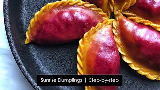 Vegan Sunrise Dumplings Recipe Natural Food Coloring 饺子 Vegan Sunrise Dumplings Recipe Natural Food Coloring 饺子