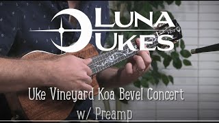 Luna Vineyard Koa Bevel Concert Ukulele with Fishman Kula Preamp