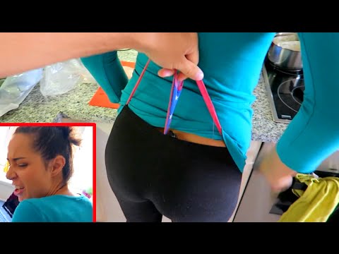 Asian girl gets hanging wedgie