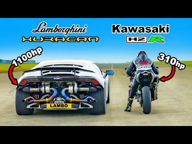 kawasaki ninja H2R vs bmw Kawasaki Ninja vs Bugatti Veyron Drag Race 2016 - LiteTube