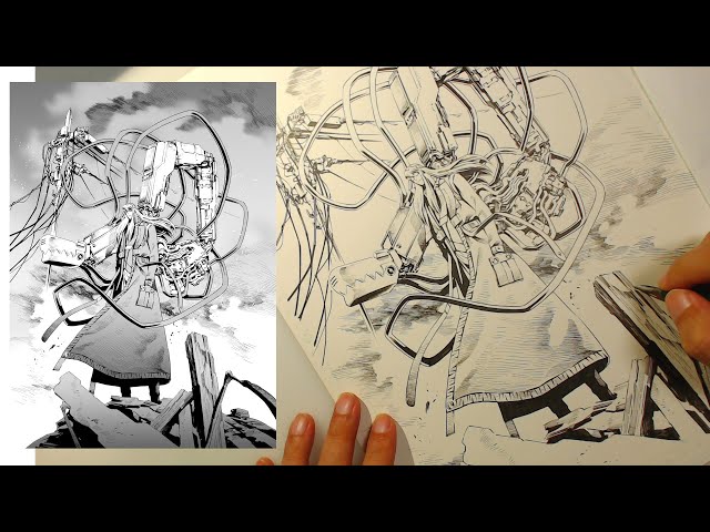 迷宮でくつろぐ Draw Manga 漫画原稿 作画風景 下絵 ペン入れ Litetube