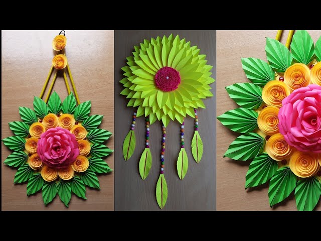 2 Beautiful Paper Flower Wall Hanging Ideas Craft Lite - Art And Craft With Paper Easy Beautiful Wall Hanging