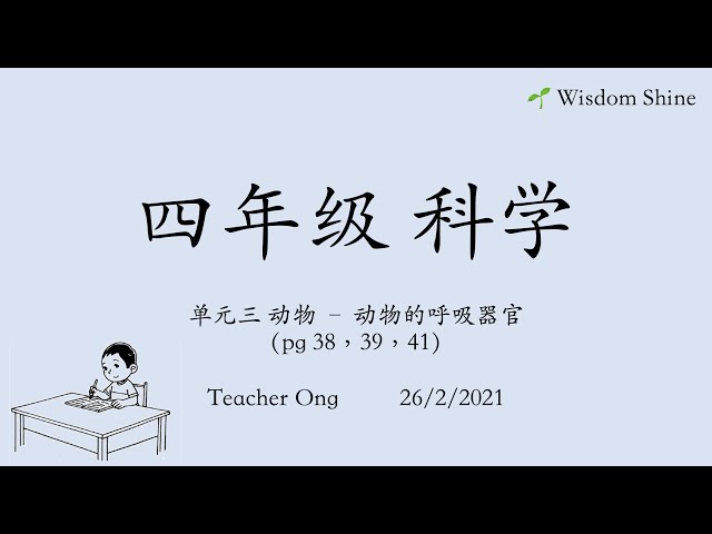智阳4年级 26 2 21 科学 单元三动物 动物的呼吸器官 Litetube
