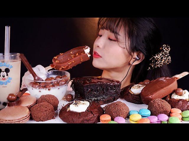 ASMR Homemade Chocolate Cake, S’mores Cookies, Chocolate series Mukbang Real Sound