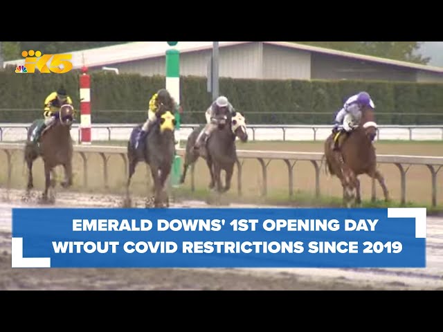 Emerald Downs hosts first opening day without COVID-19 restrictions in two years