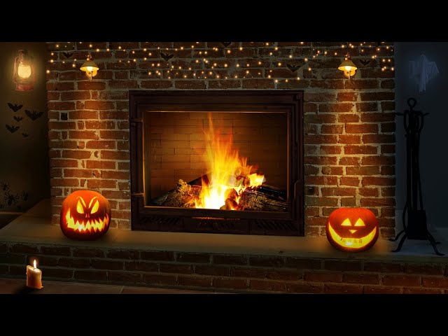 Relaxing Halloween Ambience - Autumn Ambience (Fireplace Sounds, Cracking Thunder, Autumn Rain)