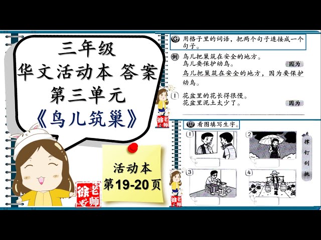 三年级华文 小动物的智慧 动词看图造句 Litetube