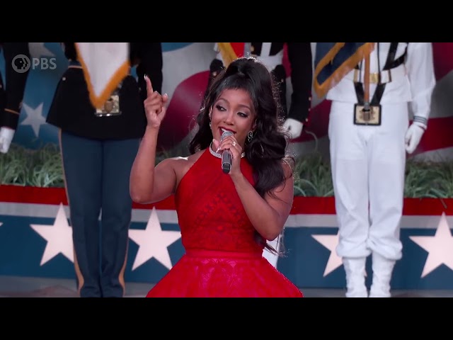 Mickey Guyton performs "The Star-Spangled Banner" at the 2022 A Capitol Fourth.