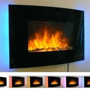 Top 10 Electrical Fireplaces 2018 2kw Black Curved Glass Screen Wall Mounted Fire Flame Effect Youtube