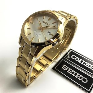 Seiko Gold Tone Steel Sapphire Crystal Classic Watch SXDG92P1 - YouTube
