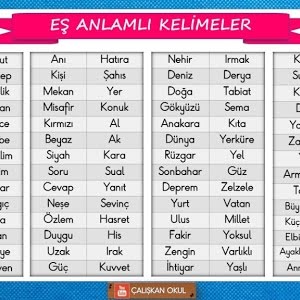 es anlamli kelimeler tablosu youtube