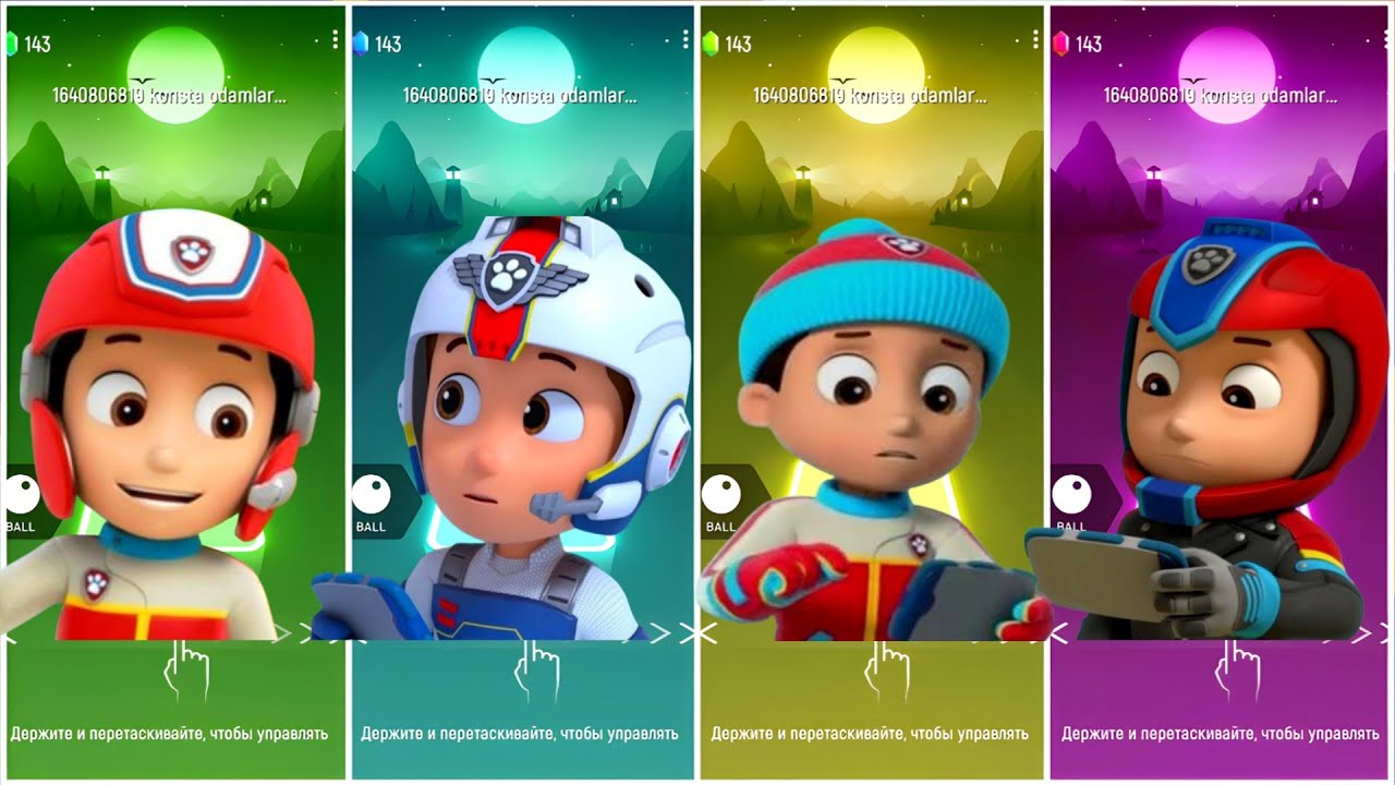 Paw Patrol Team-Marshall Vs Rocky vs Chase vs Rubble Tiles HopEDM Rush