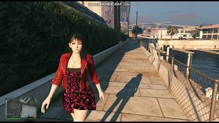 DOA5 Momiji in hearts dress and dark red jacket in GTA V