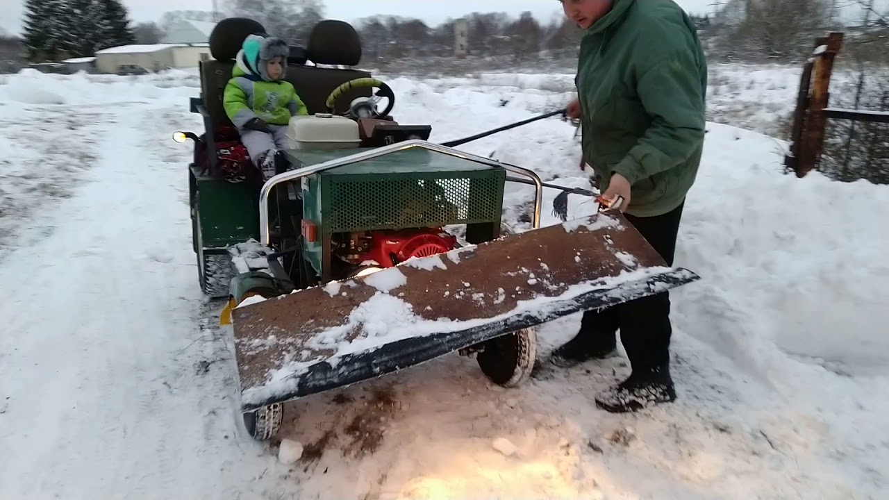 Чистка снега успешно прошла мини трактором ОХОТНИК - YouTube