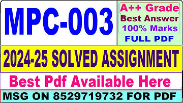 MPC 003 solved assignment 2024-25 || mpc 003 solved assignment 2025 in English || ignou mpc3 2025