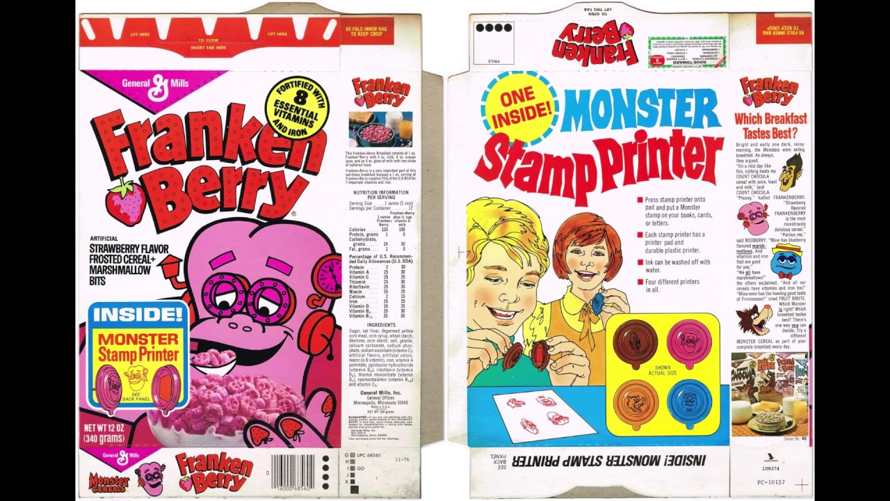 frankenberry, franken berry, cereal, cereal box, cereal boxes, cereal...