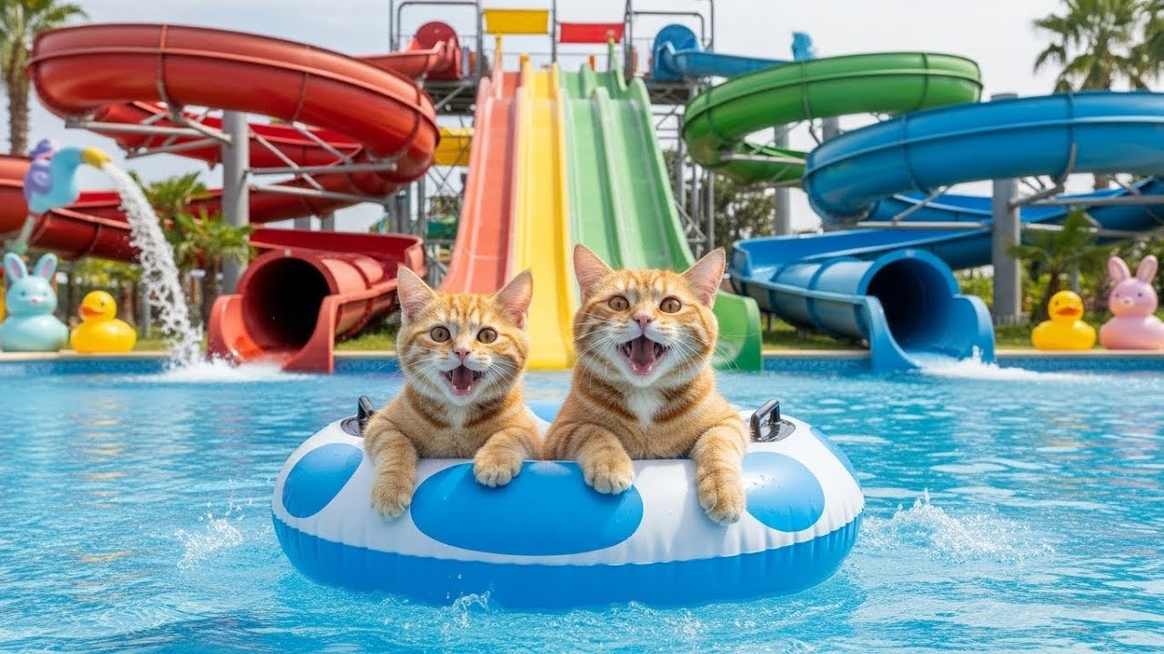 Mama Cat Teaches Her Kittens Life Lessons & Takes Them to a Water Park 🐱💦  Emotional Cat Story