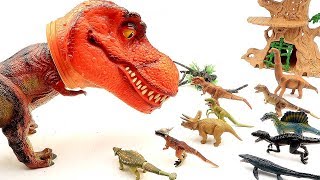 Dinosaur Eat 10 Little Dinosaurs! Giant T Rex Head Dinosaur |Jurass...
