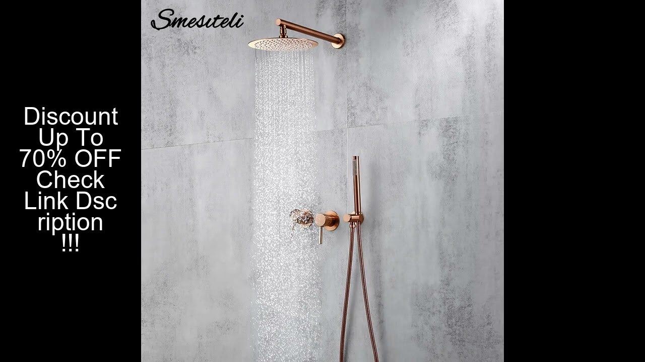 Rainfall Shower Set Rose Gold Wall Mounted Bathroom Shower Mixer Brass Faucet Hot Cold Water Mixer T