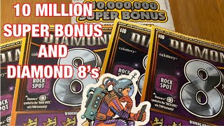 10 Million Super Bonus & Diamond 8’s Tickets‼️ California Lottery Scratchers🤞🍀🍀🍀