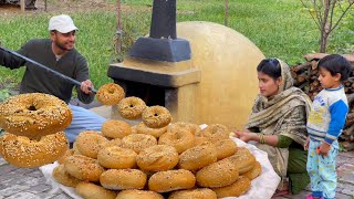 Bagel Recipe: We are Baking Best Bagel in Mud Oven at Home in our Village !! Milk Bagels !!