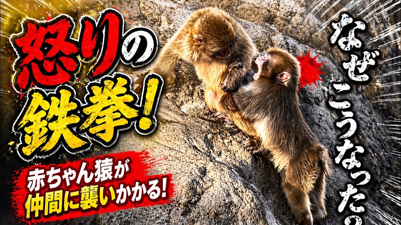 ビビパンチくん激怒！仲間の猿にまさかの攻撃…その瞬間を撮影！ - YouTube