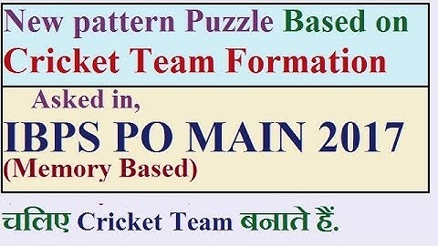 Cricket team formation //Puzzle asked in IBPS PO MAIN 2017