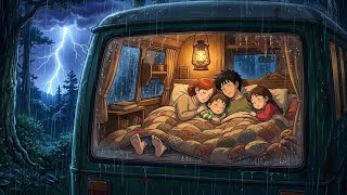 A Rainy Day in Our Mobile Home 🌧️ | Quiet Family Moments | Ghibli Style ASMR