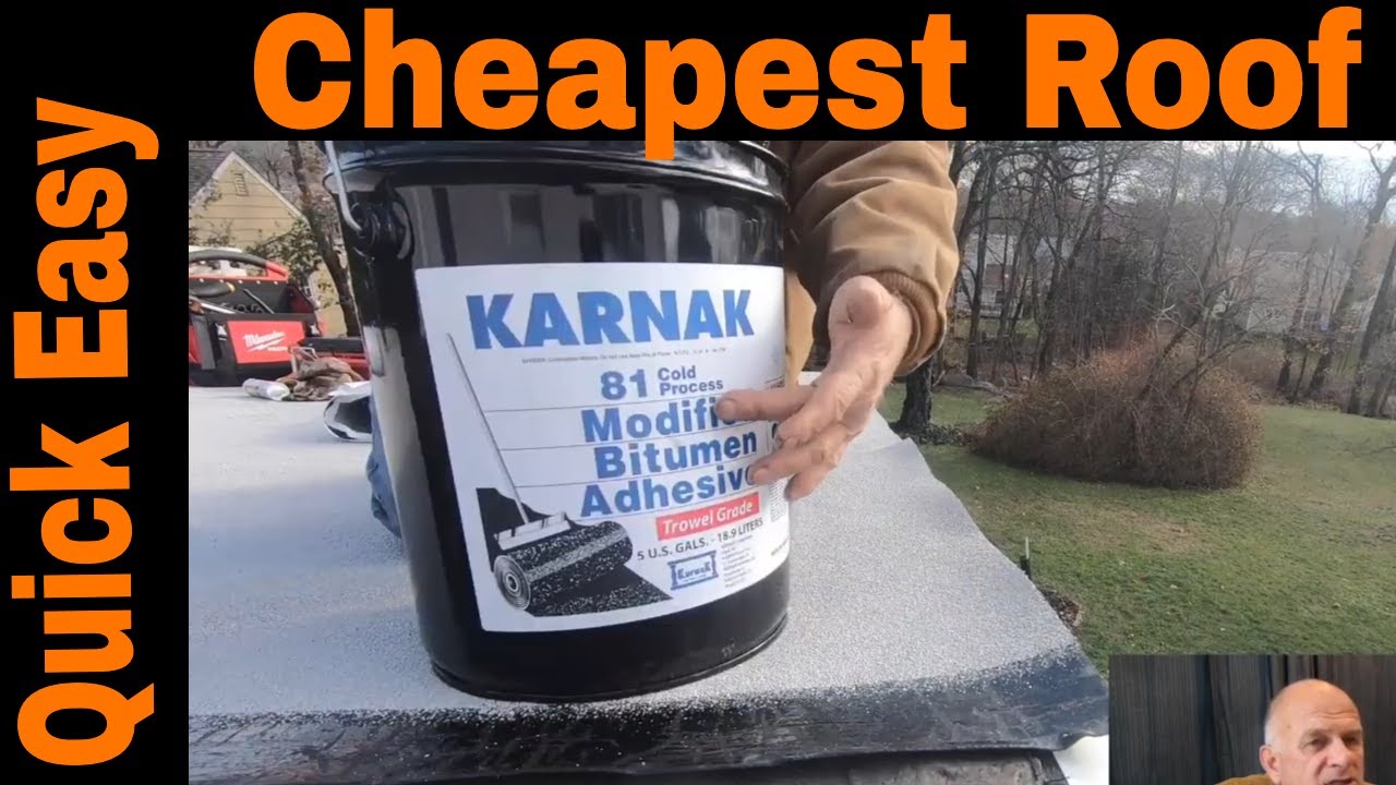 Quickest Easiest Cheapest Flat Roof Install - only Hammer, knife, trowel, tin snips - DIY Home Owner