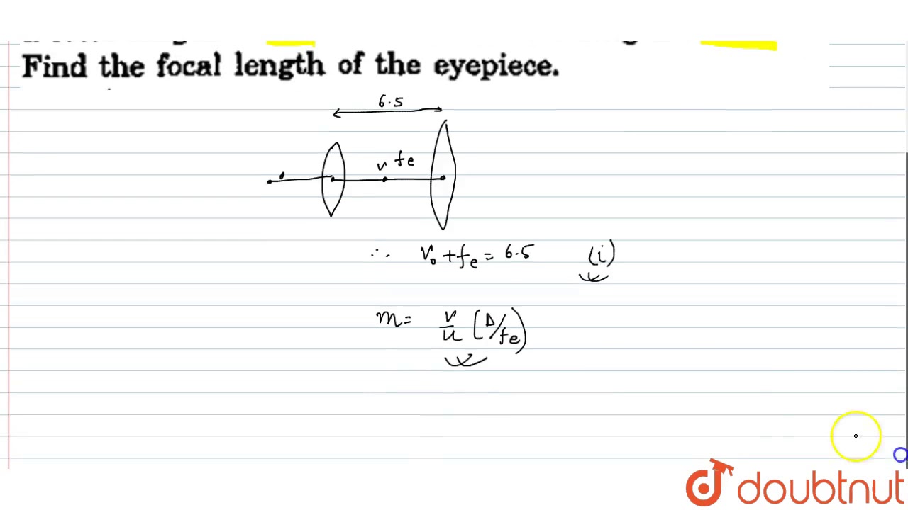A compound microscope has a magnifying power of 100 when the image is